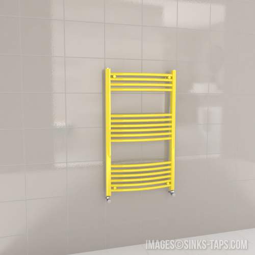 Kartell K-Rail Yellow Curved Bar Heated Towel Rail 600mm x 1000mm