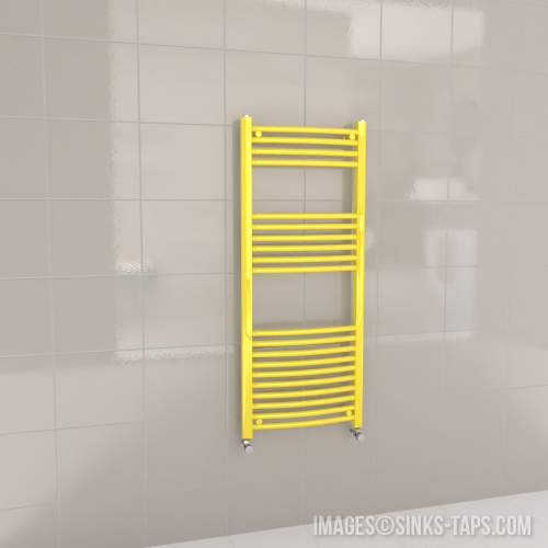 Kartell K-Rail Yellow Curved Bar Heated Towel Rail 500mm x 1200mm