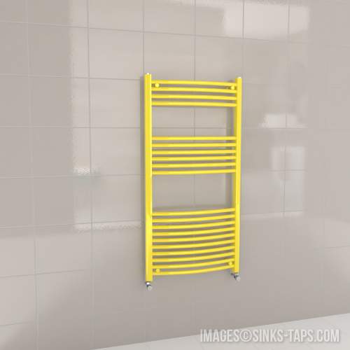 Kartell K-Rail Yellow Curved Bar Heated Towel Rail 600mm x 1200mm