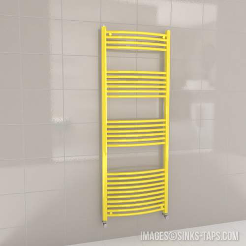 Kartell K-Rail Yellow Curved Bar Heated Towel Rail 600mm x 1600mm