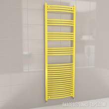Kartell K-Rail Yellow Curved Bar Heated Towel Rail 600mm x 1800mm