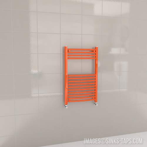 Kartell K-Rail Orange Curved Bar Heated Towel Rail 500mm x 800mm