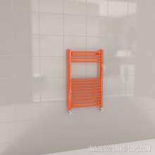 Kartell K-Rail Orange Curved Bar Heated Towel Rail 500mm x 800mm