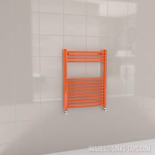 Kartell K-Rail Orange Curved Bar Heated Towel Rail 600mm x 800mm