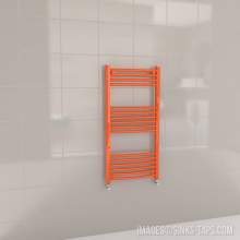 Kartell K-Rail Orange Curved Bar Heated Towel Rail 500mm x 1000mm