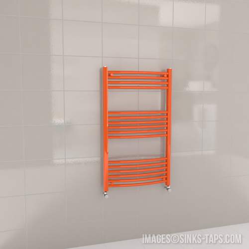 Kartell K-Rail Orange Curved Bar Heated Towel Rail 600mm x 1000mm