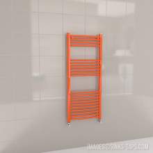 Kartell K-Rail Orange Curved Bar Heated Towel Rail 500mm x 1200mm