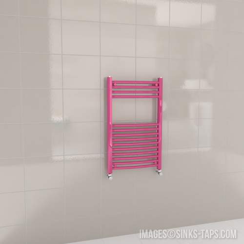 Kartell K-Rail Magenta Curved Bar Heated Towel Rail 500mm x 800mm