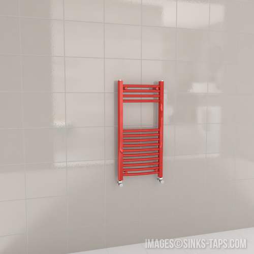 Kartell K-Rail Red Curved Bar Heated Towel Rail 400mm x 800mm