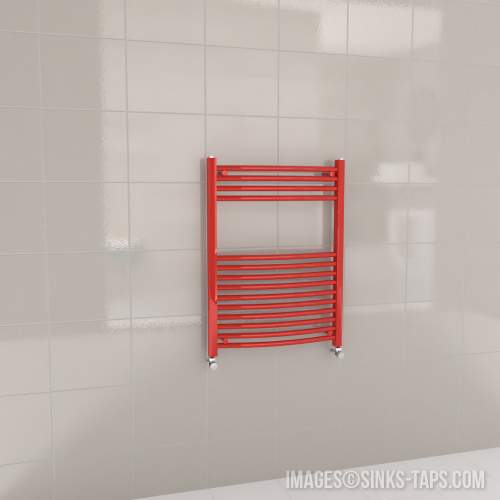 Kartell K-Rail Red Curved Bar Heated Towel Rail 600mm x 800mm