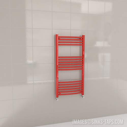 Kartell K-Rail Red Curved Bar Heated Towel Rail 500mm x 1000mm