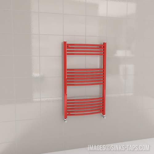 Kartell K-Rail Red Curved Bar Heated Towel Rail 600mm x 1000mm