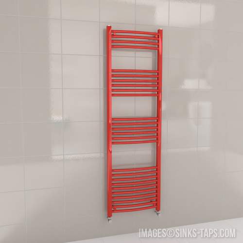 Kartell K-Rail Red Curved Bar Heated Towel Rail 500mm x 1600mm