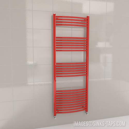 Kartell K-Rail Red Curved Bar Heated Towel Rail 600mm x 1600mm