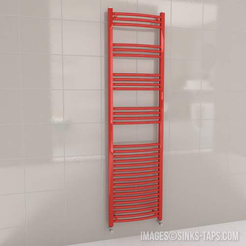 Kartell K-Rail Red Curved Bar Heated Towel Rail 500mm x 1800mm