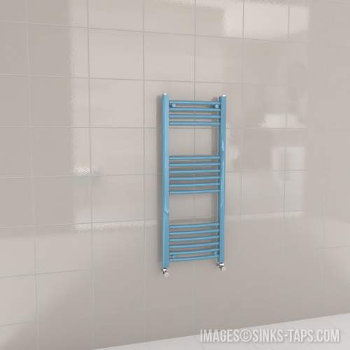 Kartell K-Rail Light Blue Curved Bar Heated Towel Rail 400mm x 1000mm