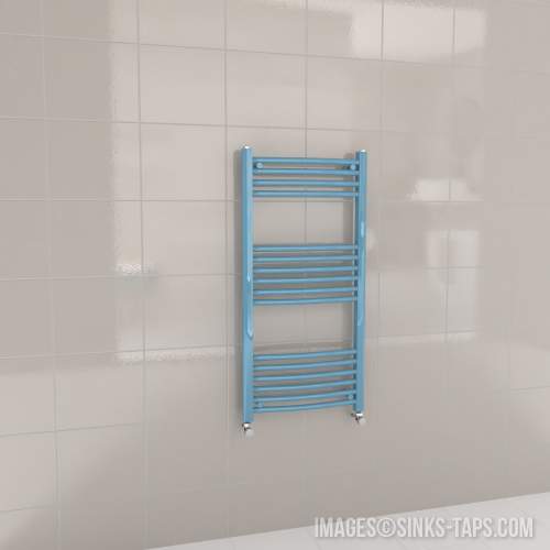 Kartell K-Rail Light Blue Curved Bar Heated Towel Rail 500mm x 1000mm