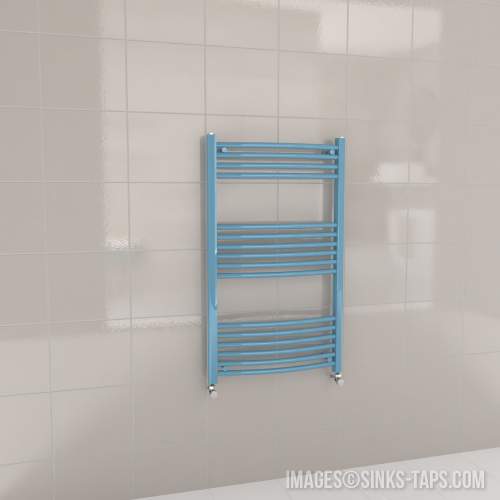 Kartell K-Rail Light Blue Curved Bar Heated Towel Rail 600mm x 1000mm