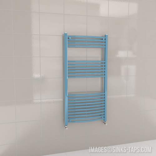 Kartell K-Rail Light Blue Curved Bar Heated Towel Rail 600mm x 1200mm