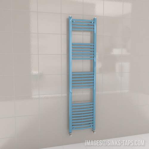 Kartell K-Rail Light Blue Curved Bar Heated Towel Rail 400mm x 1600mm