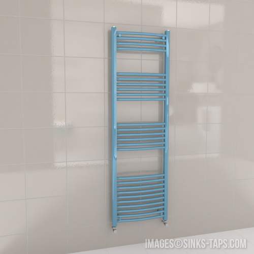 Kartell K-Rail Light Blue Curved Bar Heated Towel Rail 500mm x 1600mm