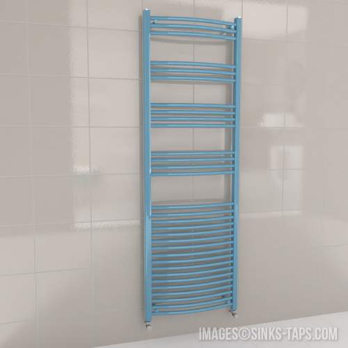 Kartell K-Rail Light Blue Curved Bar Heated Towel Rail 600mm x 1800mm