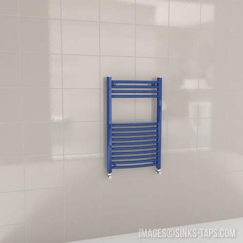 Kartell K-Rail Blue Curved Bar Heated Towel Rail 500mm x 800mm