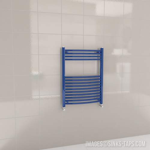 Kartell K-Rail Blue Curved Bar Heated Towel Rail 600mm x 800mm