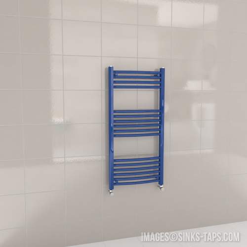 Kartell K-Rail Blue Curved Bar Heated Towel Rail 500mm x 1000mm