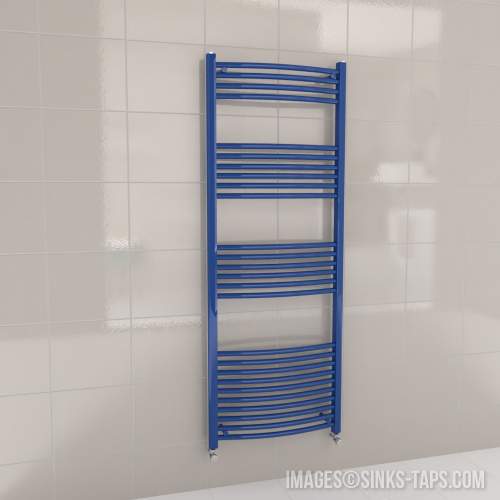 Kartell K-Rail Blue Curved Bar Heated Towel Rail 600mm x 1600mm