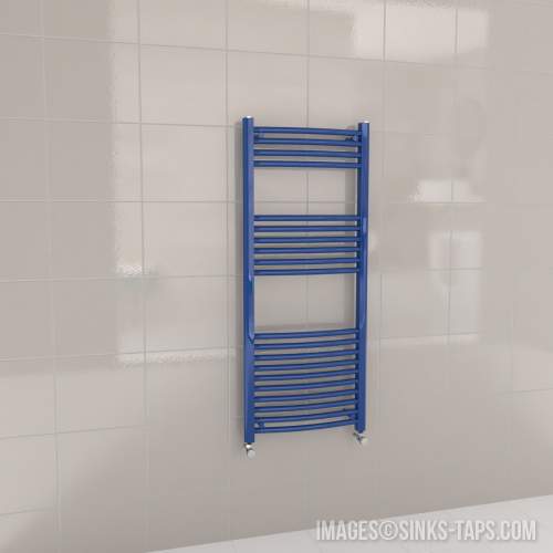 Kartell K-Rail Blue Curved Bar Heated Towel Rail 500mm x 1200mm