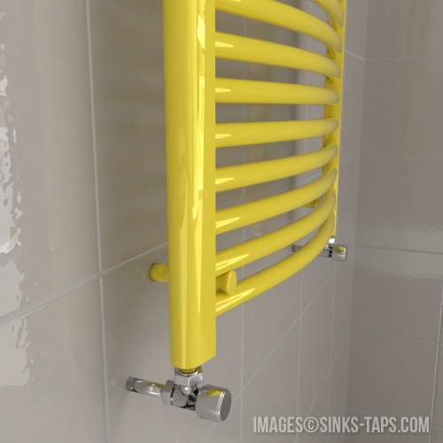 Kartell K-Rail Yellow Curved Bar Heated Towel Rail Curve Detail