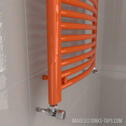 Kartell K-Rail Orange Curved Bar Heated Towel Rail Curve Detail