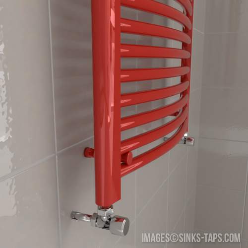 Kartell K-Rail Red Curved Bar Heated Towel Rail Curve Detail