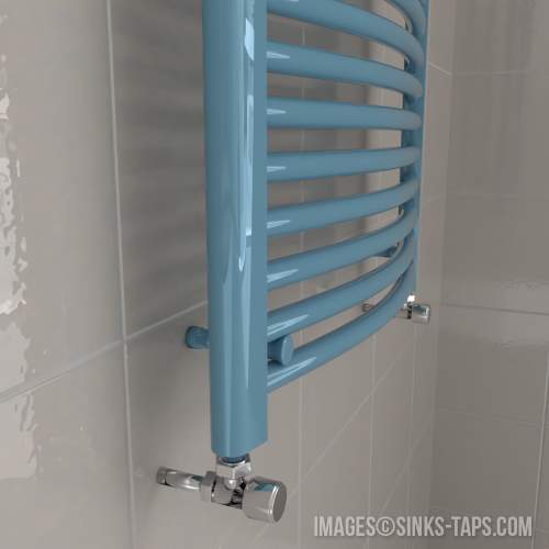 Kartell K-Rail Light Blue Curved Bar Heated Towel Rail Curve Detail