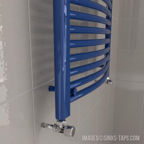 Kartell K-Rail Blue Curved Bar Heated Towel Rail Curve Detail