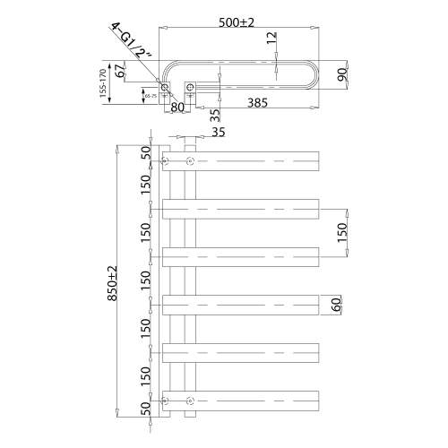 Kartell K-Rad Texas Anthracite Designer Radiator 500mm x 850mm