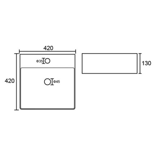 Bluci Square 420mm Countertop Basin with Tap Ledge