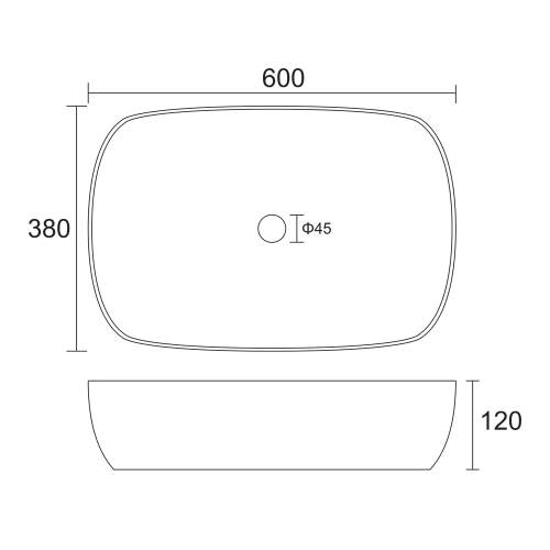 Bluci Rounded Rectangle 600mm Countertop Basin