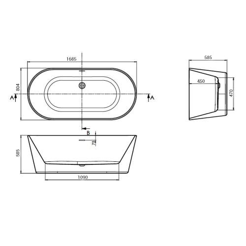 Bluci Coast Freestanding Double Ended Bath 1700mm x 800mm