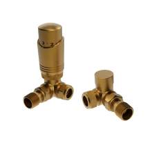 Kartell K-Design Corner Brushed Brass Thermostatic Radiator Valve Pack