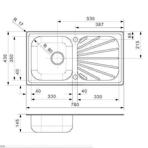 Reginox BETA 10 Reversible Single Bowl Kitchen Sink with Drainer