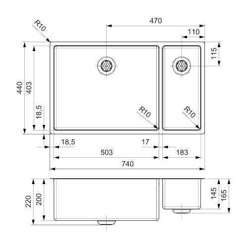 Reginox New York 50x40 + 18x40 1.5 Bowl Kitchen Sink