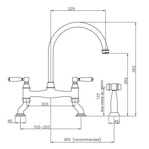 Abode ASTBURY Bridge Kitchen Tap With Handspray in Forged Brass