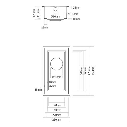 Caple Saso 22/26/GM Gunmetal Fully Integrated Worktop Sink