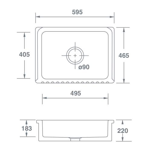 Shaws of Darwen Bowland 600 Matt Grey Belfast Kitchen Sink