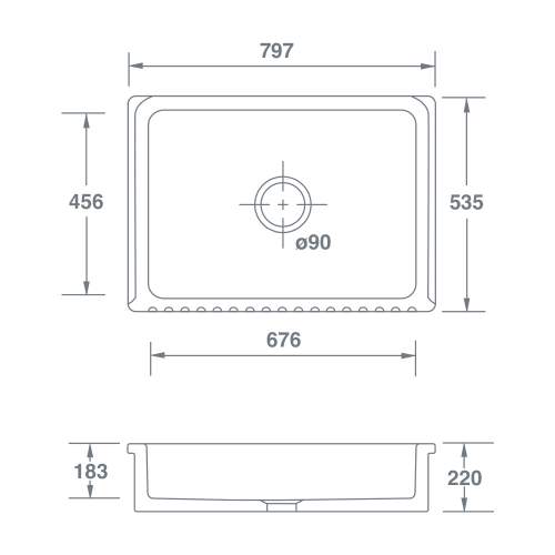 Shaws of Darwen Bowland 800 Matt Black Belfast Kitchen Sink