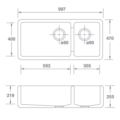 Shaws of Darwen Edgworth Matt Grey Belfast Kitchen Sink