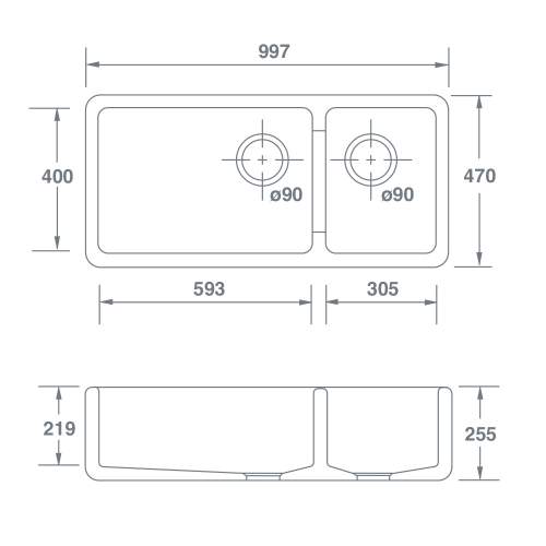 Shaws of Darwen Egerton Matt Grey Belfast Kitchen Sink