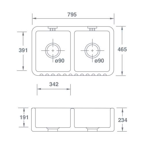 Shaws of Darwen Ribchester 800 Matt Grey Belfast Kitchen Sink